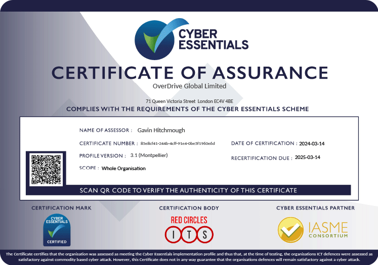 Certificate of Assurance